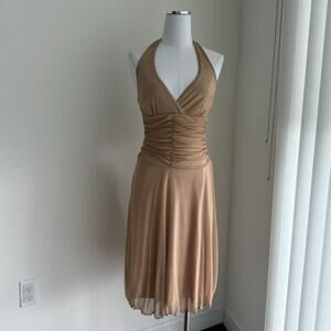 Vintage Y2K Speechless Dress Womens Small Gold Sparkle Halter Evening Fairy